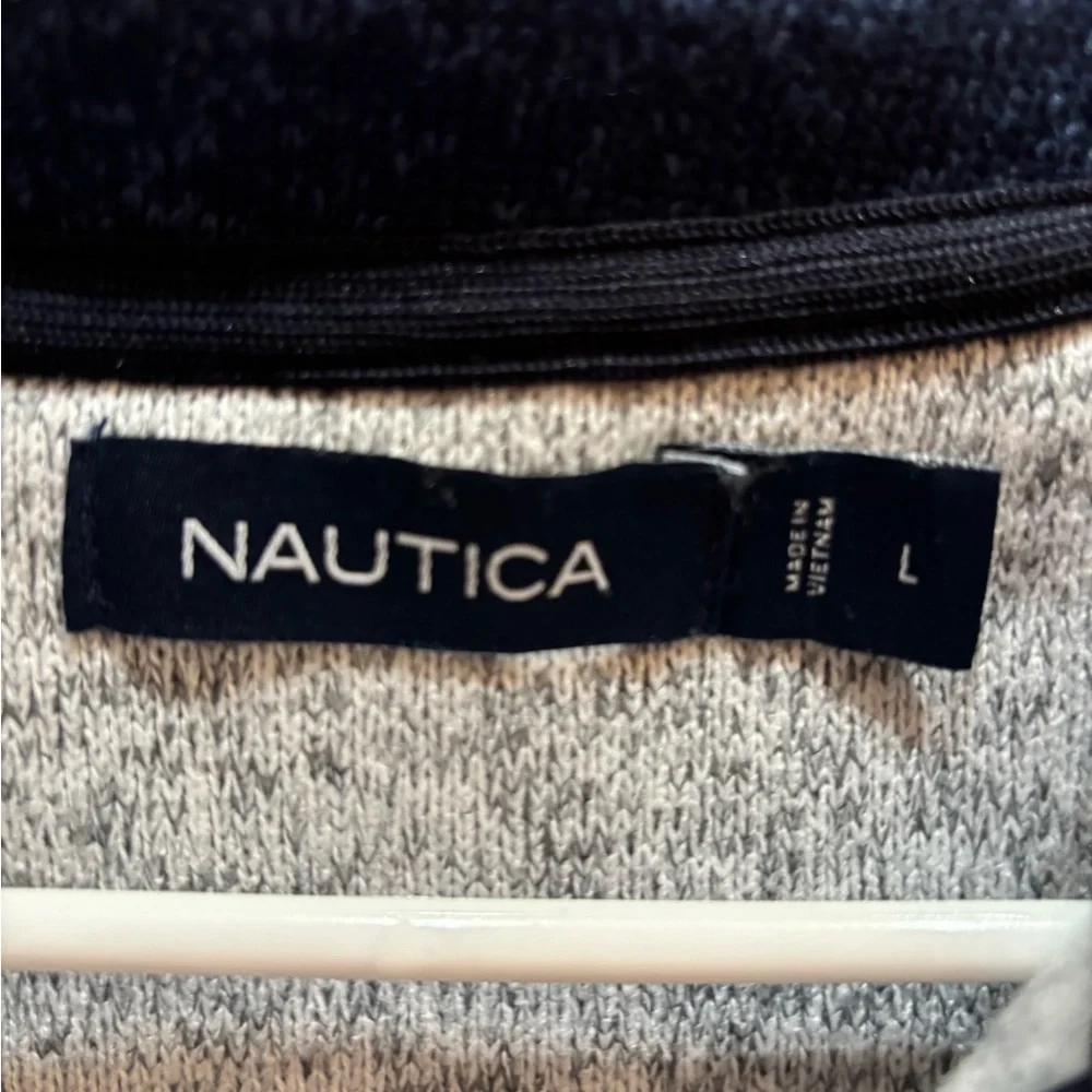 Nautica Mens Heather Gray Half Zip Pull Over Sweater Size Large
